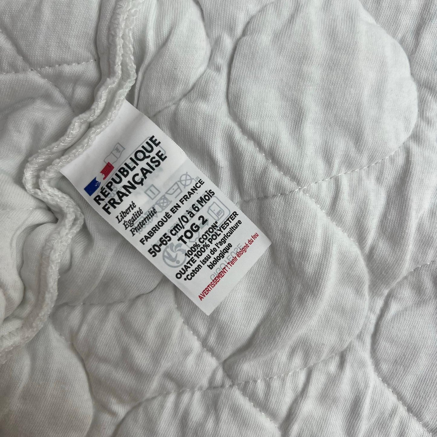 Gigoteuse blanche : 0-6 mois