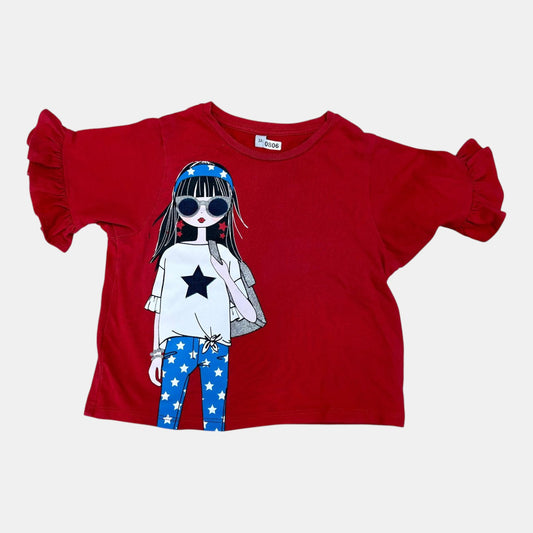 T-Shirt rouge fille : 3 ans