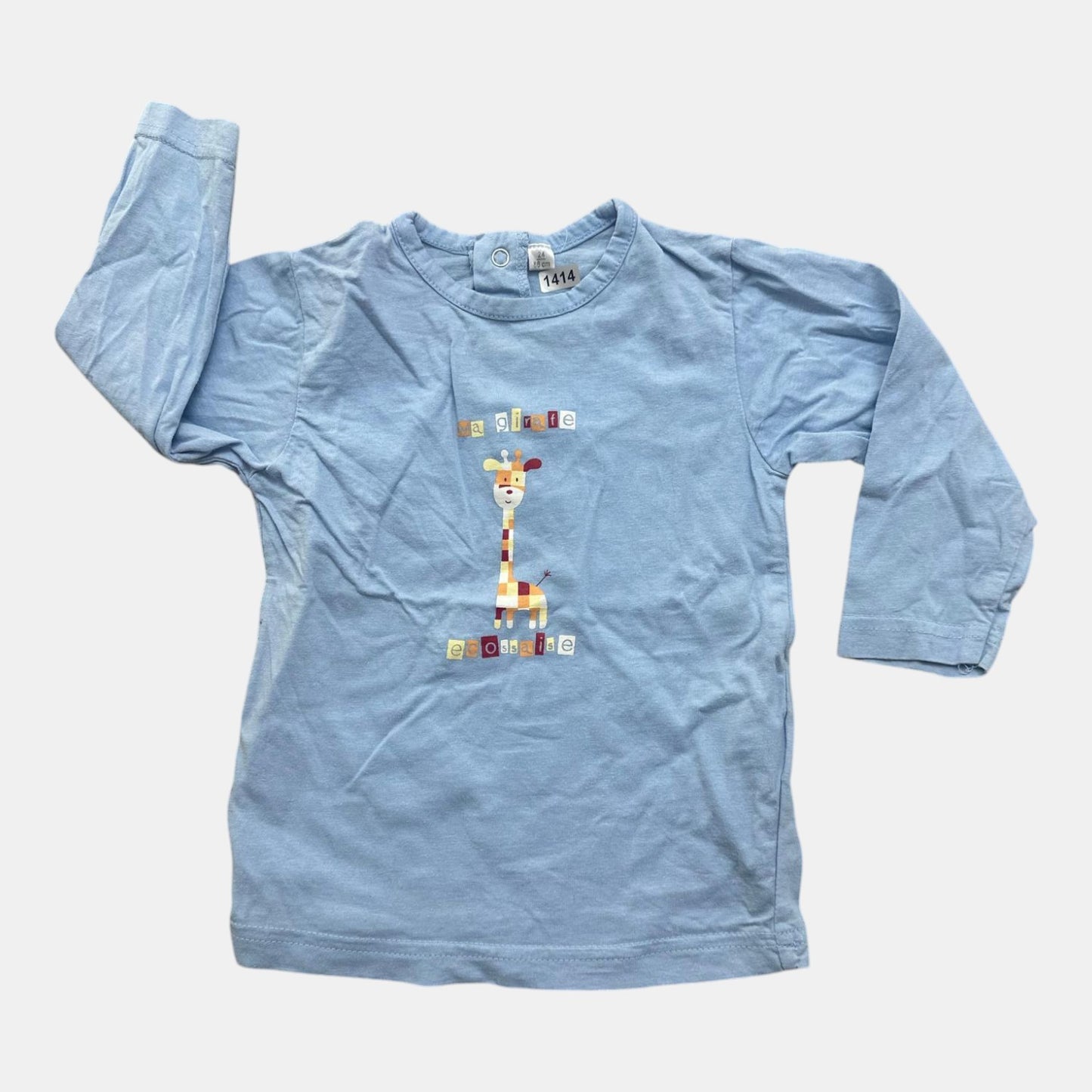 T-Shirt bleu girafe : 24 mois