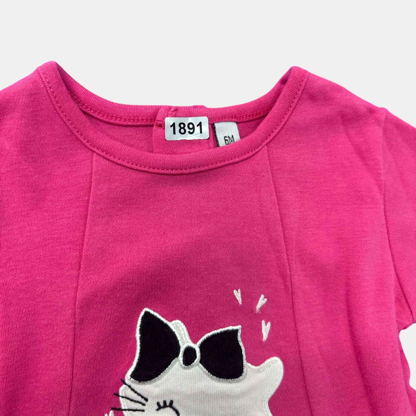 T-Shirt rose chat : 6 mois