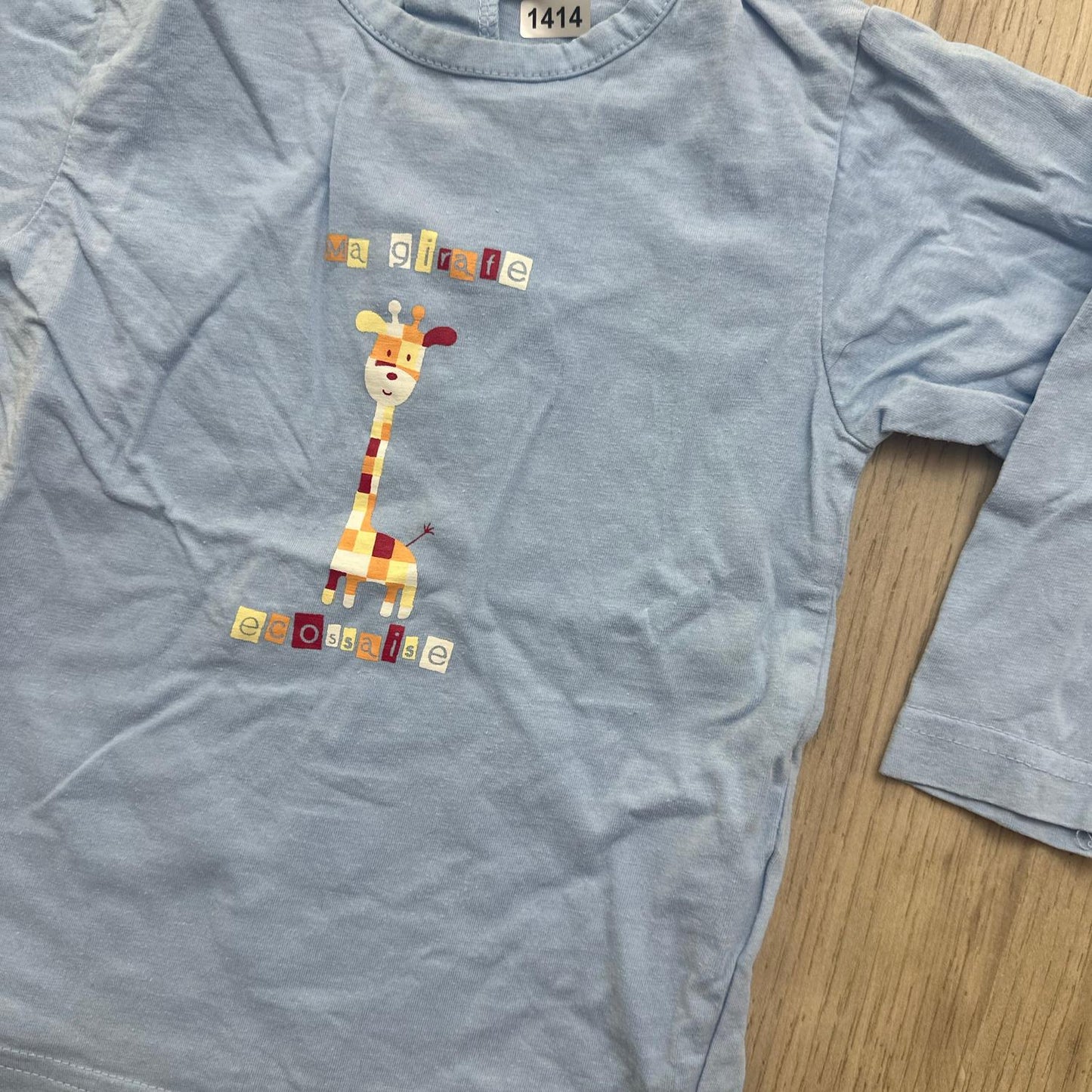 T-Shirt bleu girafe : 24 mois