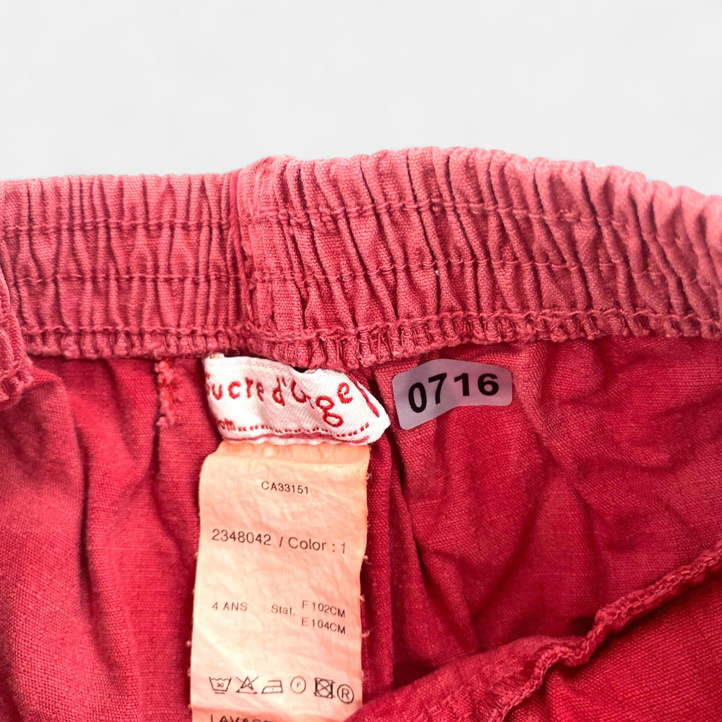 Short sucre d’orge : 4 ans